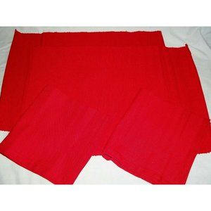 Red Holiday Place Mats Napkin Set 4 Ribbed Cotton Woven Kitchen Table Christmas